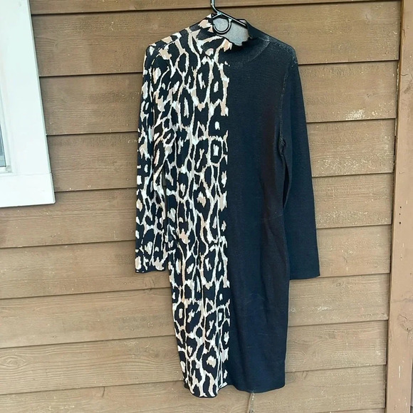 bar III leopard and black sweater dress size L - Picture 1 of 5